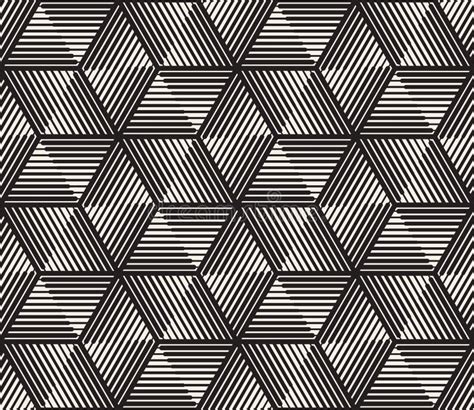 Vector Seamless Black And White Triangle Lines Grid Pattern Stock