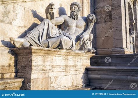 Statues in the Square of Campidoglio in Rome Stock Image - Image of ...