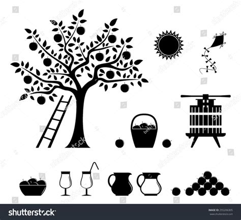 Collection Vector Apple Harvest Icons Isolated Stock Vector (Royalty ...