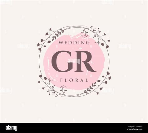 Gr Initials Letter Wedding Monogram Logos Template Hand Drawn Modern