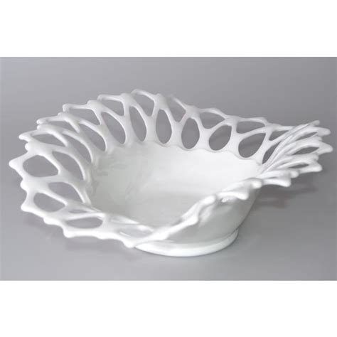 White Ceramic Fruit Bowl | Chairish