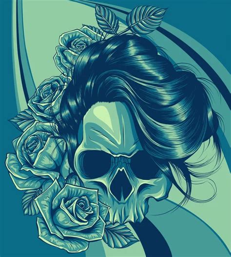 Skull With Roses And Snake Vector Illustration Stock Vector By