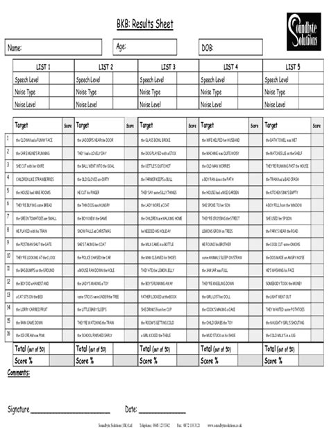 Fillable Online BKB Results Sheet Fax Email Print PdfFiller