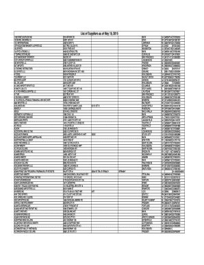 Fillable Online List Of Suppliers As Of May Fax Email Print