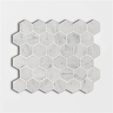 White Carrara C Honed Hexagon Marble Mosaic 12x12 TMG Tile Shop