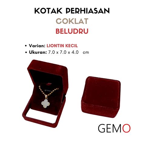 Jual Kotak Perhiasan Coklat Beludru Jewelry Box Set Cincin Kawin Gelang