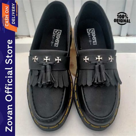 Jual Sepatu Penny Loafers Pria Hitam Formal Pantofel Docmart Spike