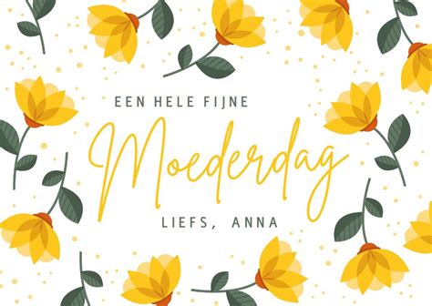 Vrolijke Moederdagkaart Met Gele Bloemen En Kaartje Go