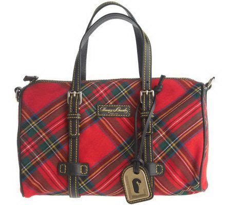 Dooney Bourke Tartan Plaid Barrel Satchel With Detachable Strap