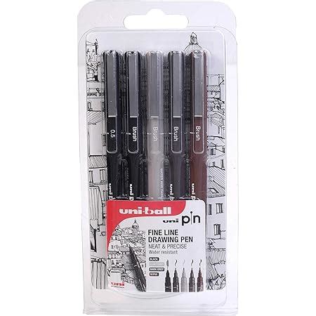 Uni Pin Lot de 6 stylos à dessin Fineliner Tons gris 0 1 0 5 mm