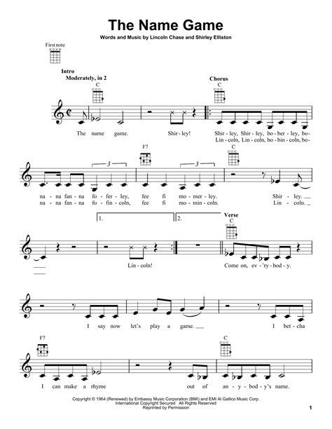 The Name Game | Sheet Music Direct