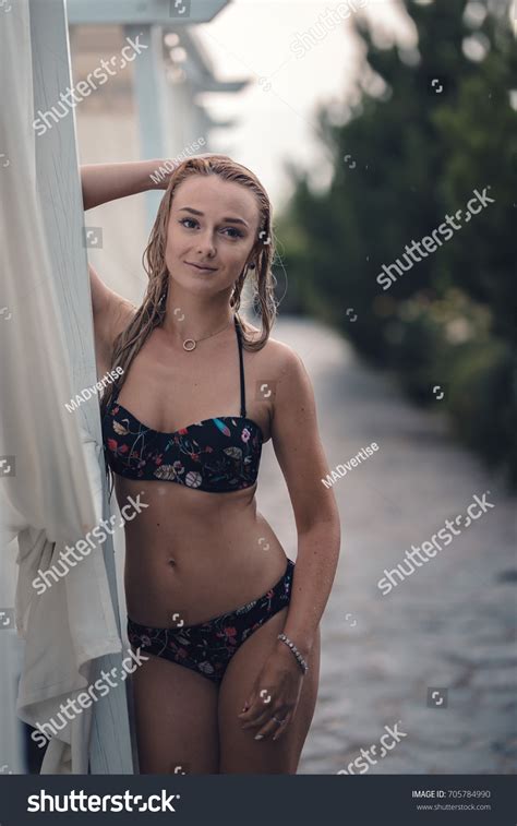 Sexy Blondehaired Blonde Beautiful Girl Wet Stock Photo Shutterstock