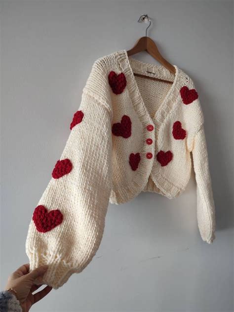 Red Heart Woman T Cardigan Custom Order 12 Heart Embroidered Ts