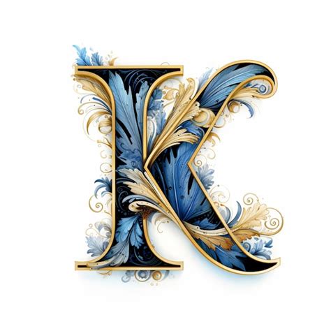 Premium AI Image | a close up of a fancy letter k with a blue and gold ...