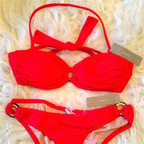 J Crew Swim Copy Jcrew Nwt Ring Bandeau Red Bikini Xs Poshmark