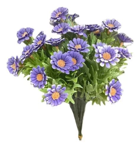 1 Buque De Mini Margarida Flor Artificial Toque Real Violeta MercadoLivre