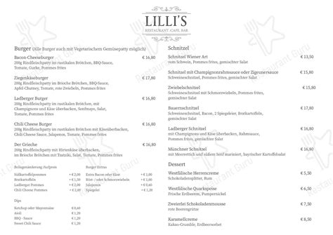 Menu At Lilli S Restaurant Ladbergen