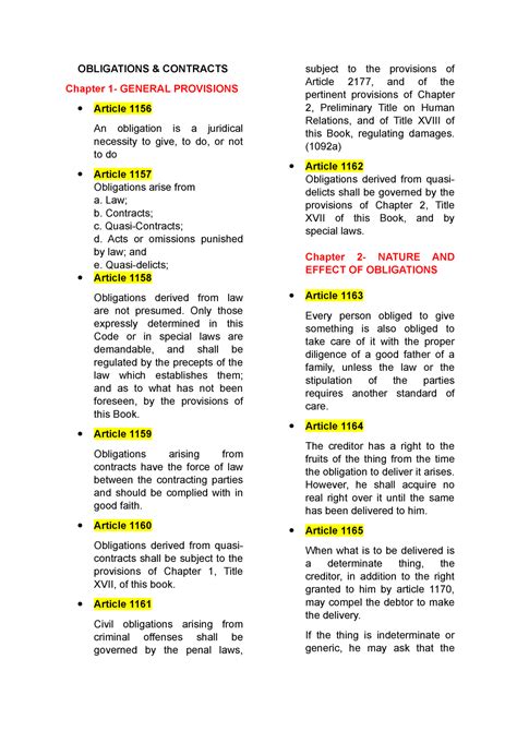 Article Law On Oblicon Obligations Contracts Chapter