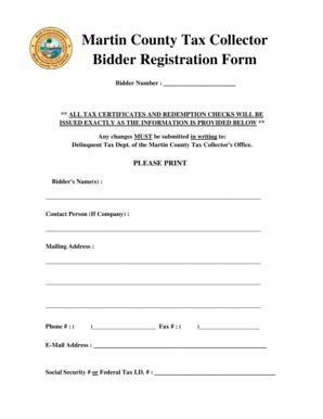 Fillable Online Bidder Registration Form - Martin County Tax Collector ...