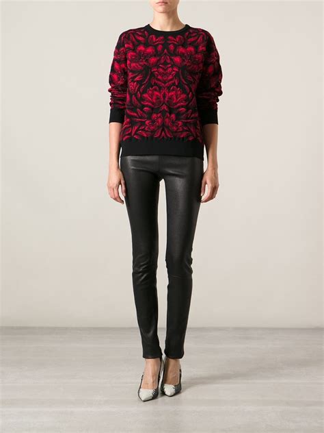 Alexander Mcqueen Jacquard Sweater Feathers Farfetch Knitwear