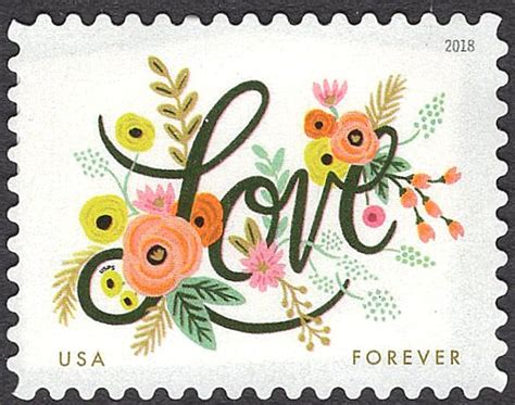 FIVE 5 LOVE Flourishes Unused Forever Postage Stamps Mail Etsy