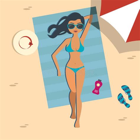 Girl On The Beach With A Bikini Summer Time Vector Illustration Stock Vector Illustration Of