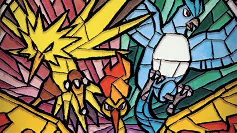 Gorgeous Stained Glass Pokemon Card Features Moltres Zapdos And Articuno