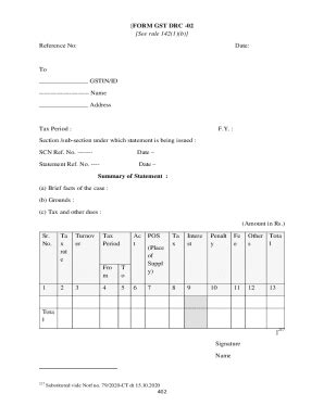 Fillable Online FORM GST DRC 02 See Rule 142 1 B Reference No Date