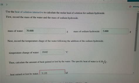 Solved Attemp Use The Heat Of Solution Interactive To Chegg