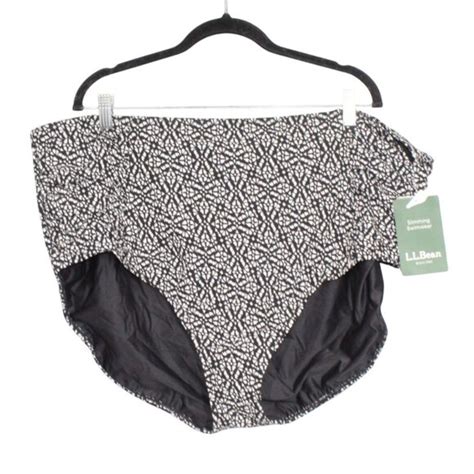 L L Bean Swim Ll Bean Black Floral Upf High Rise Bikini Bottoms Swimwear Size W Poshmark