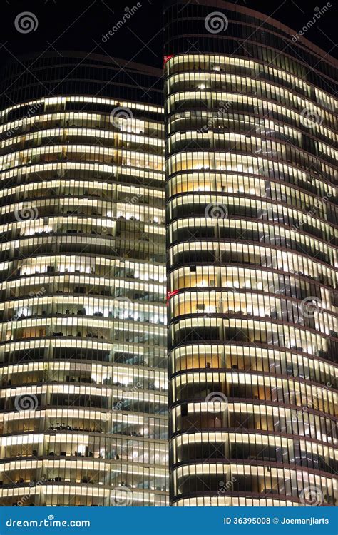 Abu Dhabi Investment Authority Tower Night Closeup Royalty-Free Stock ...