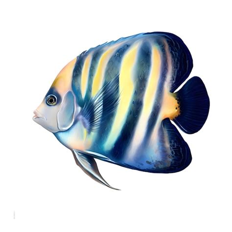 Premium Psd Regal Angelfish Watercolor Drawing Isolated On A White