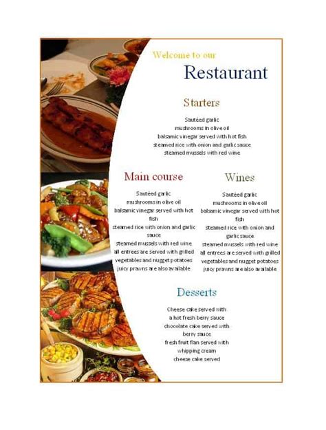 Free Catering Menu Templates For Microsoft Word Travelerhrom