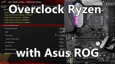 Overclocking Ryzen With An Asus Rog Motherboard Bios Settings Overview Pt 1 Youtube