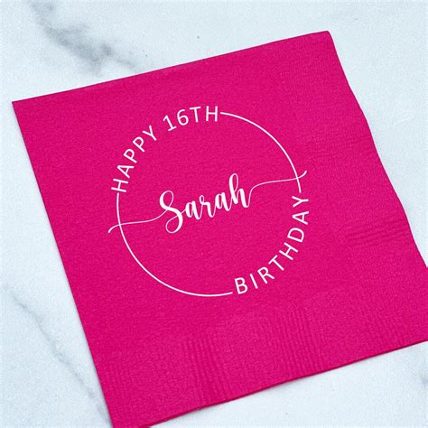 Personalized Birthday Napkins Custom Cocktail Napkins Printed 3 Ply Beverage Napkins Gold