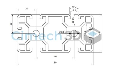 Perfil De Aluminio T Slot 4080 Plateado Cimech 3d