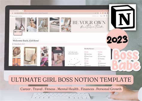 Ultimate Girl Boss Notion Template Personal Planner Notion Dashboard