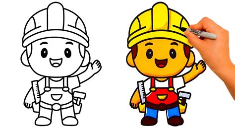 How To Draw Construction Worker Easy Como Dibujar Un Alba Il