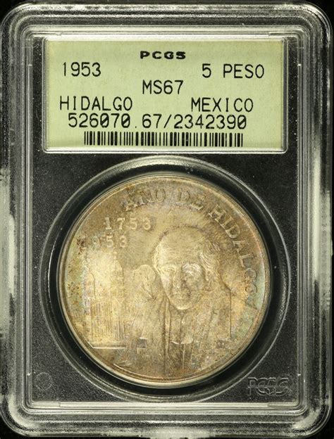 Modern Silver Minors 5 Peso 1953 Mo PCGS MS67 0141363 World