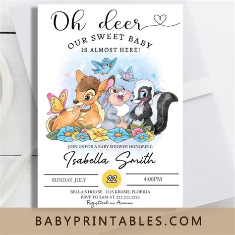 Bambi Woodland Baby Shower Invites D Baby Printables