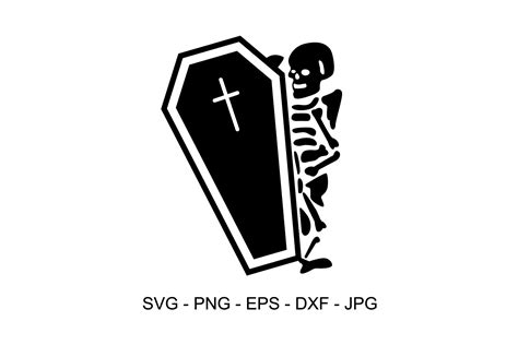 Coffin Svg Skeleton In Coffin Svg Skull Silhouette Halloween Clip