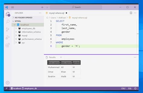 MySQL WHERE Clause VS Code Sqlpey SQL Databases