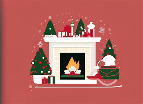 Premium AI Image | Christmas fireplace on white background