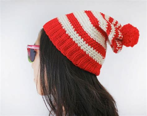 Where's Waldo Hat Crochet Red and White Stripes - Etsy