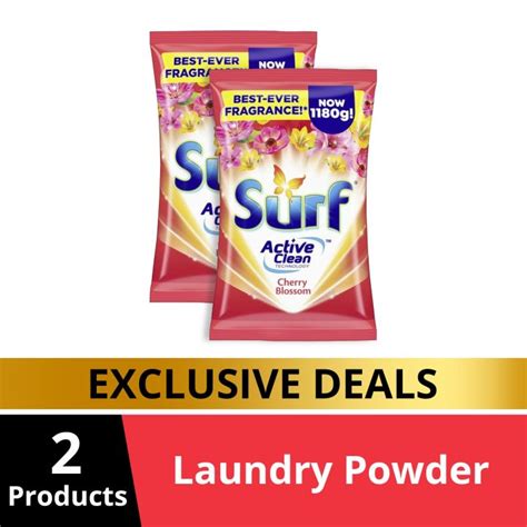 BUNDLE OF 2 Surf Cherry Blossom Laundry Powder Detergent 1 1KG Pouch