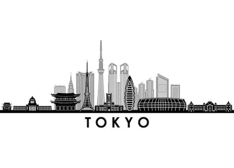 TOKYO Japan Tokyo SKYLINE City Outline Silhouette Vector | Etsy