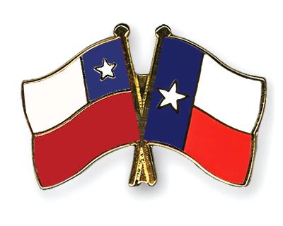 Crossed Flag Pins Chile-Texas Flags