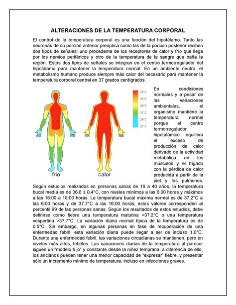 Alteraciones De La Temperatura Corporal Alteraciones De La