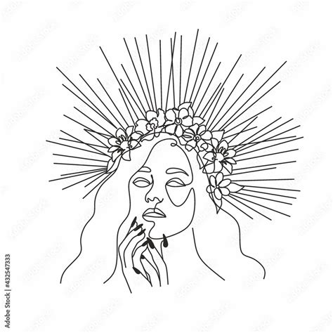 Face With Flowers Line Drawing Art Woman Face Vector Minimalist