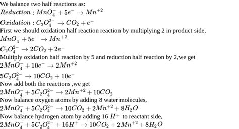 For The Redox Reaction Mno C O H Mn Co